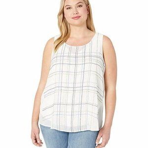 Nic + Zoe Nic and Zoe Plus $148 Blue Grid Tank Sz 1X NWT!